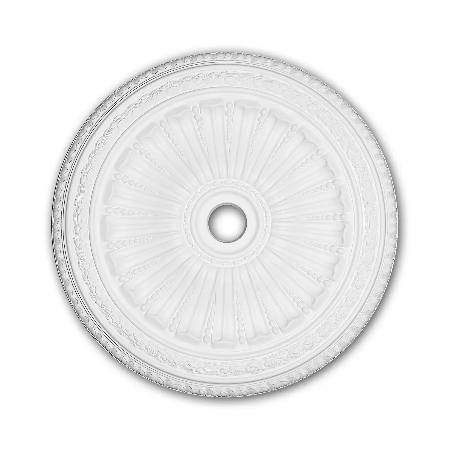 PROFHOME 156036 RoSette aus Polyurethan DeckenroSette Zierelement 88,7 cm 88,7 cm x 6,2 cm Weiß