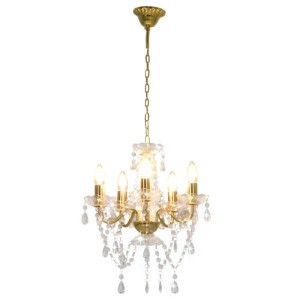 vidaXL Kronleuchter mit Perlen Golden Rund 5xE14 281602