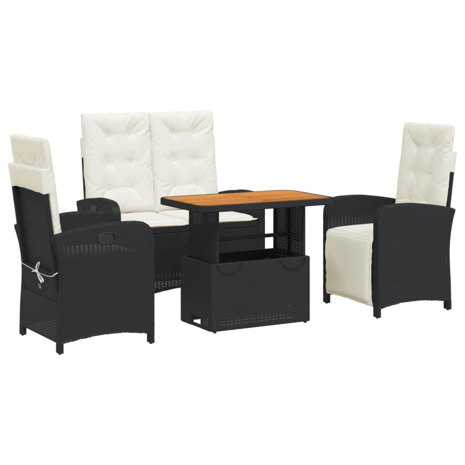 vidaXL 4-Tlg Garten-Essgruppe mit Kissen Schwarz Poly Rattan 3277324 günstig online kaufen