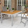 5-teiliges Gartenmöbel-Set Naxos in Grau mit Akazientisch (150x90 cm) und 4 Klappsesseln.