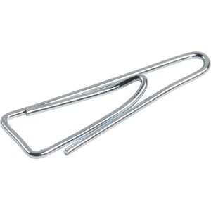 Nahaufnahme einer einzelnen, verzinkten LUX Büroklammer (25mm) aus Metall.