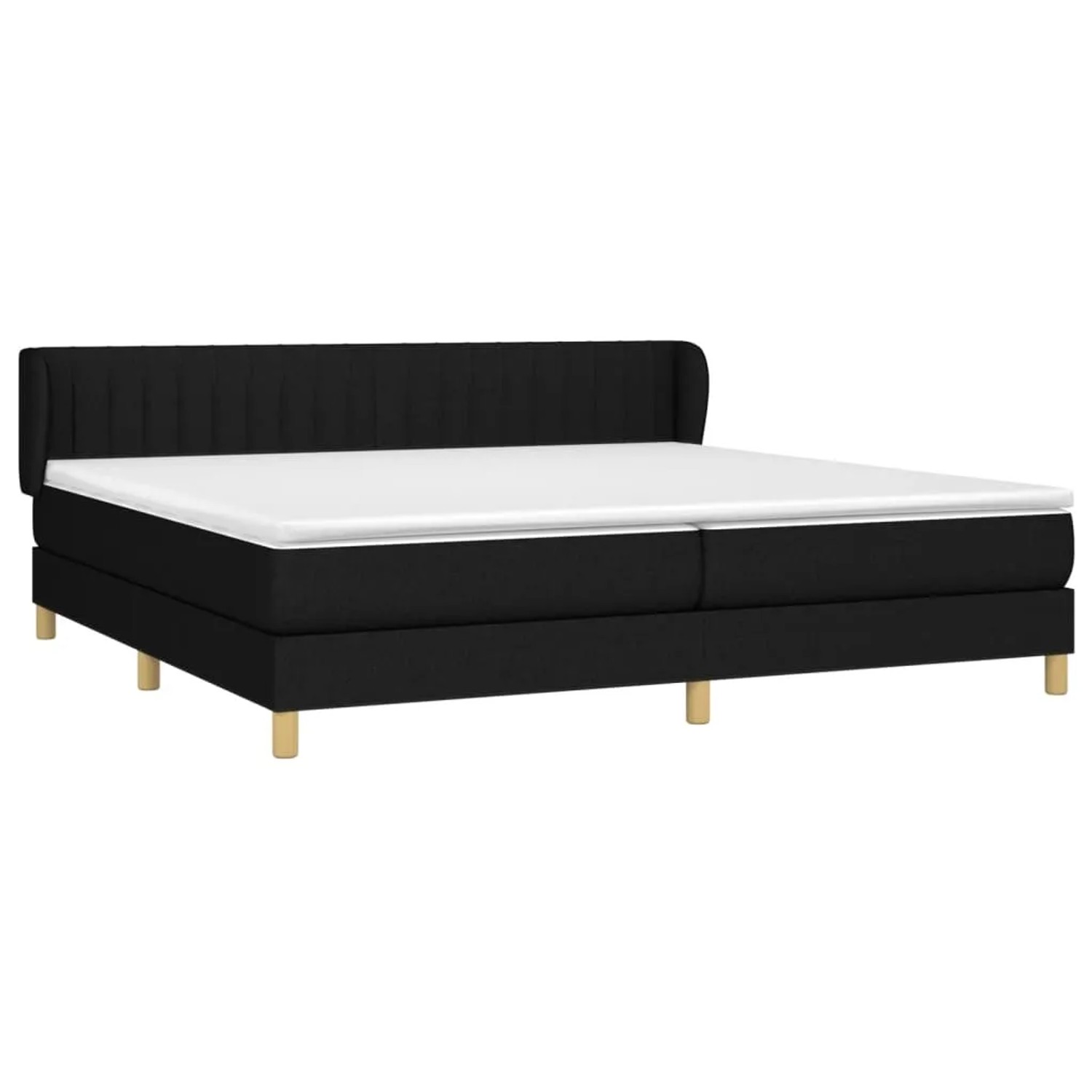 Schwarzes vidaXL Boxspringbett 200x200 cm mit Matratze und Kopfteil.