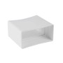 Weißer Vierkantrohr-Verbinder für Flachkanalsysteme, 10x11,5x5,8 cm.