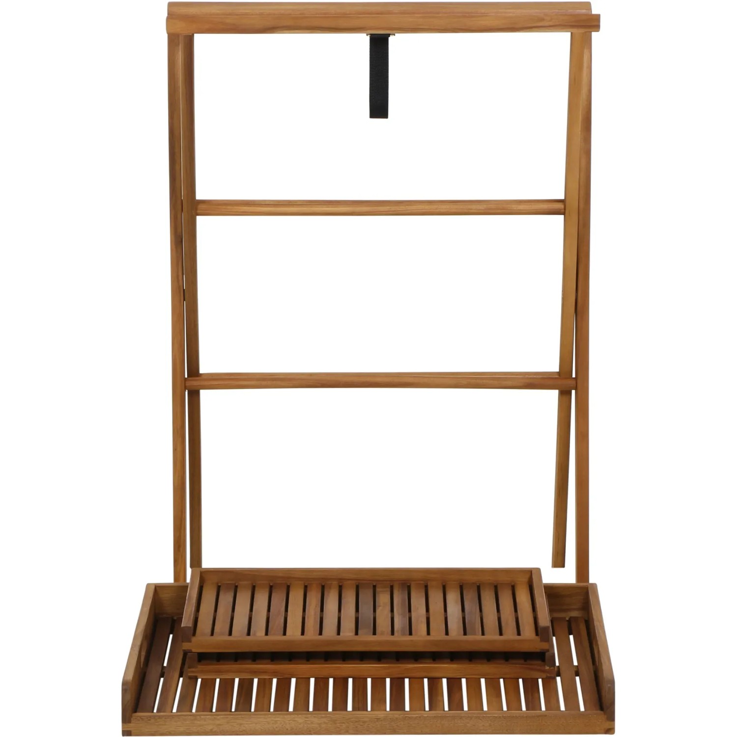 Zusammengeklappter, rechteckiger Siena Garden Klapptisch Caruna aus Holz, 45x70 cm.