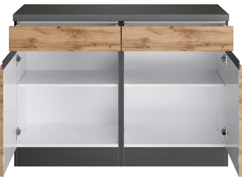 Held Möbel Küchenunterschrank Turin 120 cm Wotaneiche/Graphit kaufen bei OBI