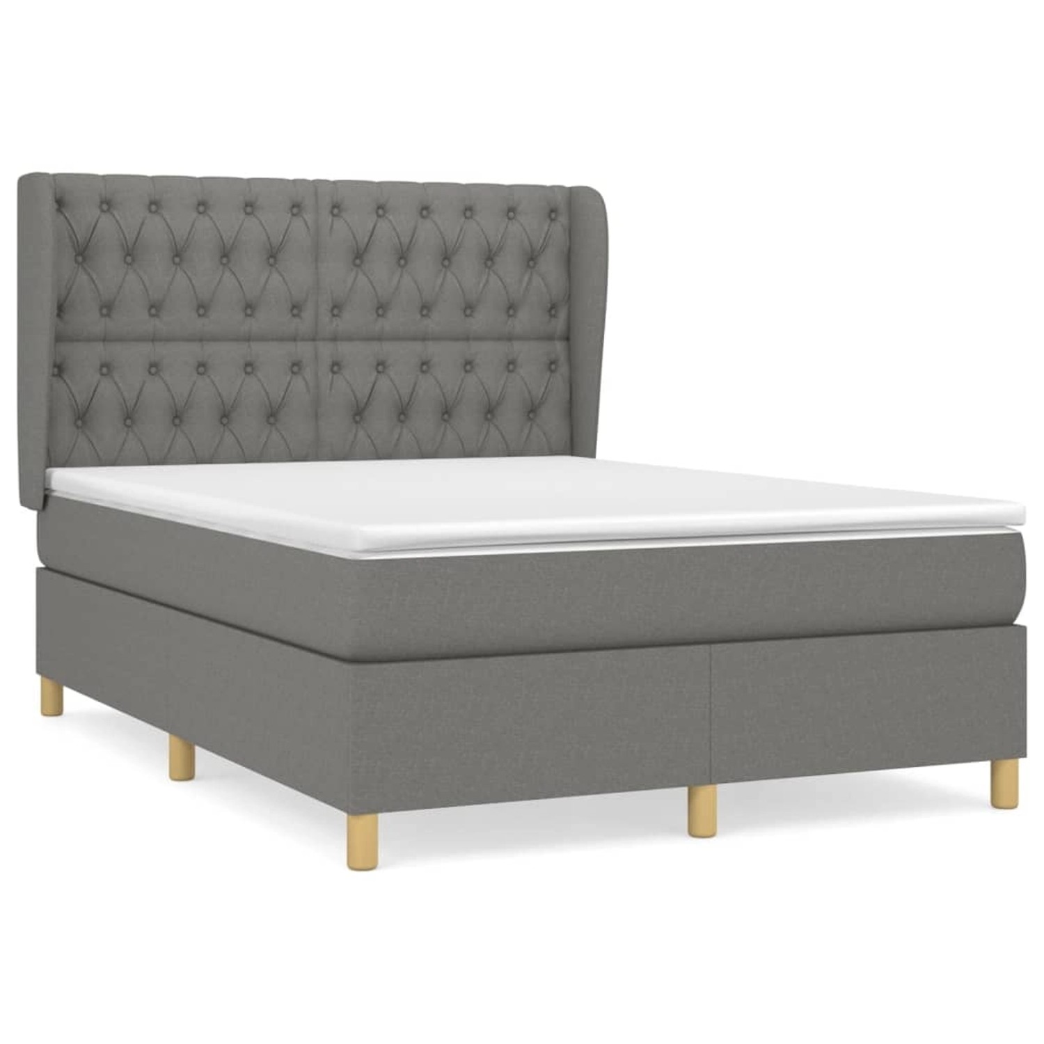 vidaXL Boxspringbett mit Matratze Dunkelgrau 140x190 cm Stoff1388108 günstig online kaufen
