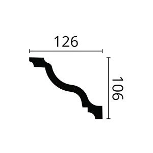 Weiße NOEL & MARQUET Eckleiste WT11 WALLSTYL, 200 cm lang, Profilansicht mit Maßen.
