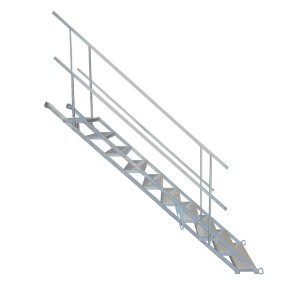 Schake Bautreppe aus Stahl, 1000 mm breit, mit 16 Stufen für den Betonbau.