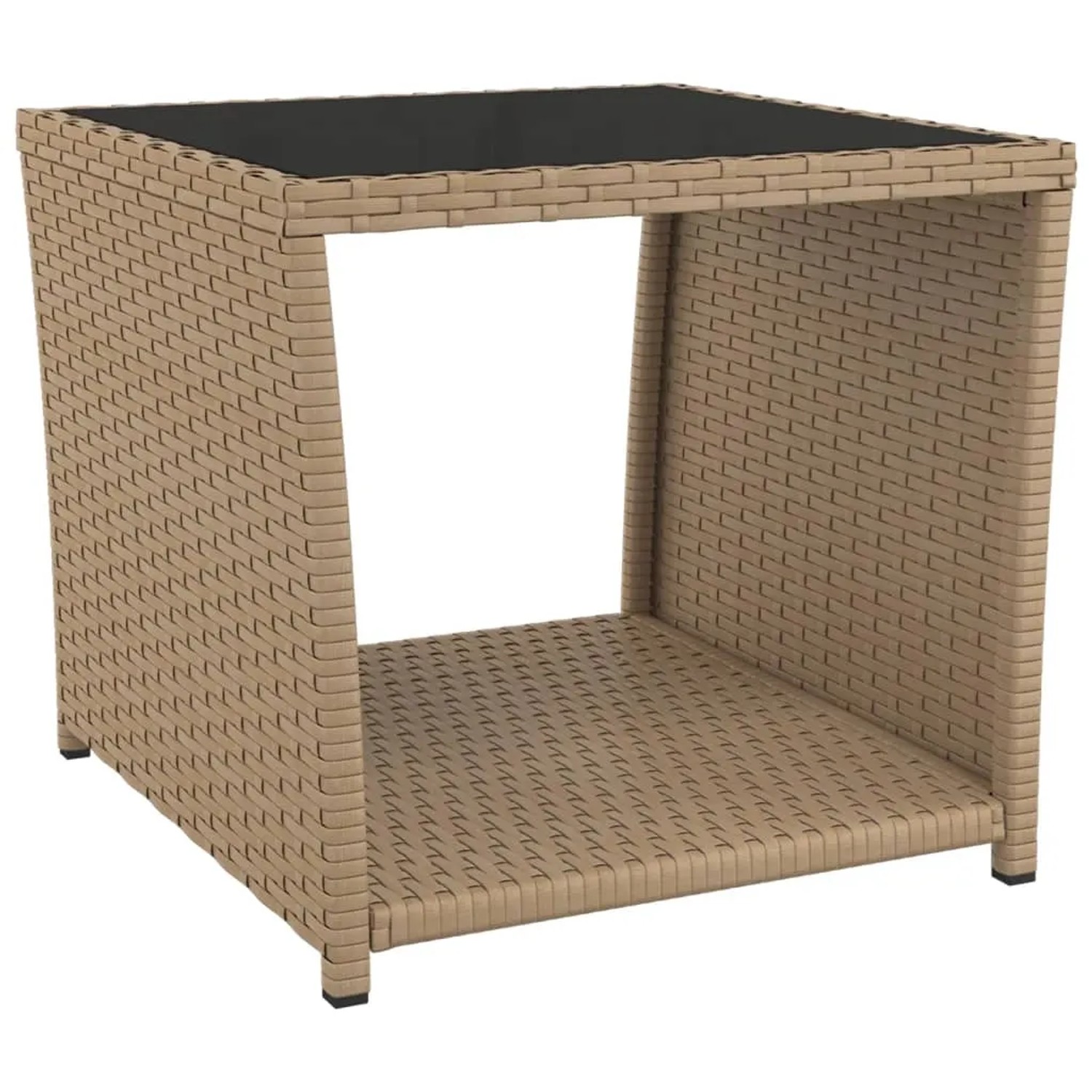 vidaXL Beistelltisch mit Glasplatte Beige Poly Rattan & Hartglas 319561