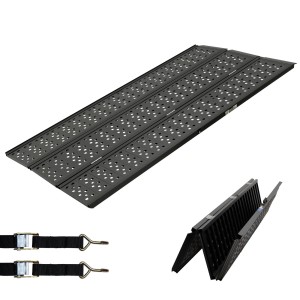 DREIBREIT Auffahrrampe, 3-fach klappbar, 215cm, Aluminium, mit Spanngurten. Zubehör für Autoanhänger.