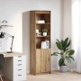 Highboard in Artisan-Eiche Optik, Holzwerkstoff, 50x35x180 cm, mit Regalböden und Türen.