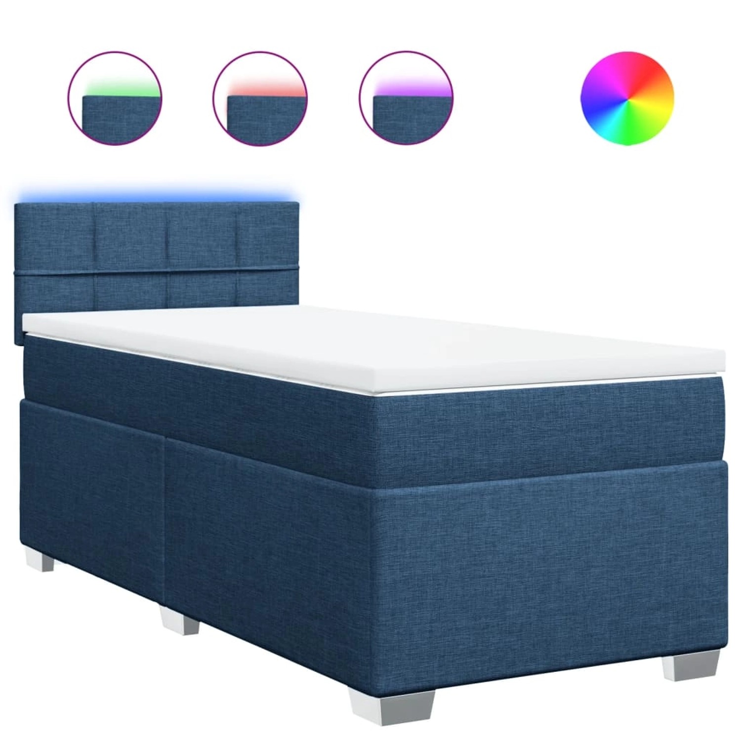 vidaXL Boxspringbett mit Matratze Blau 90x190 cm Stoff 3288049 günstig online kaufen