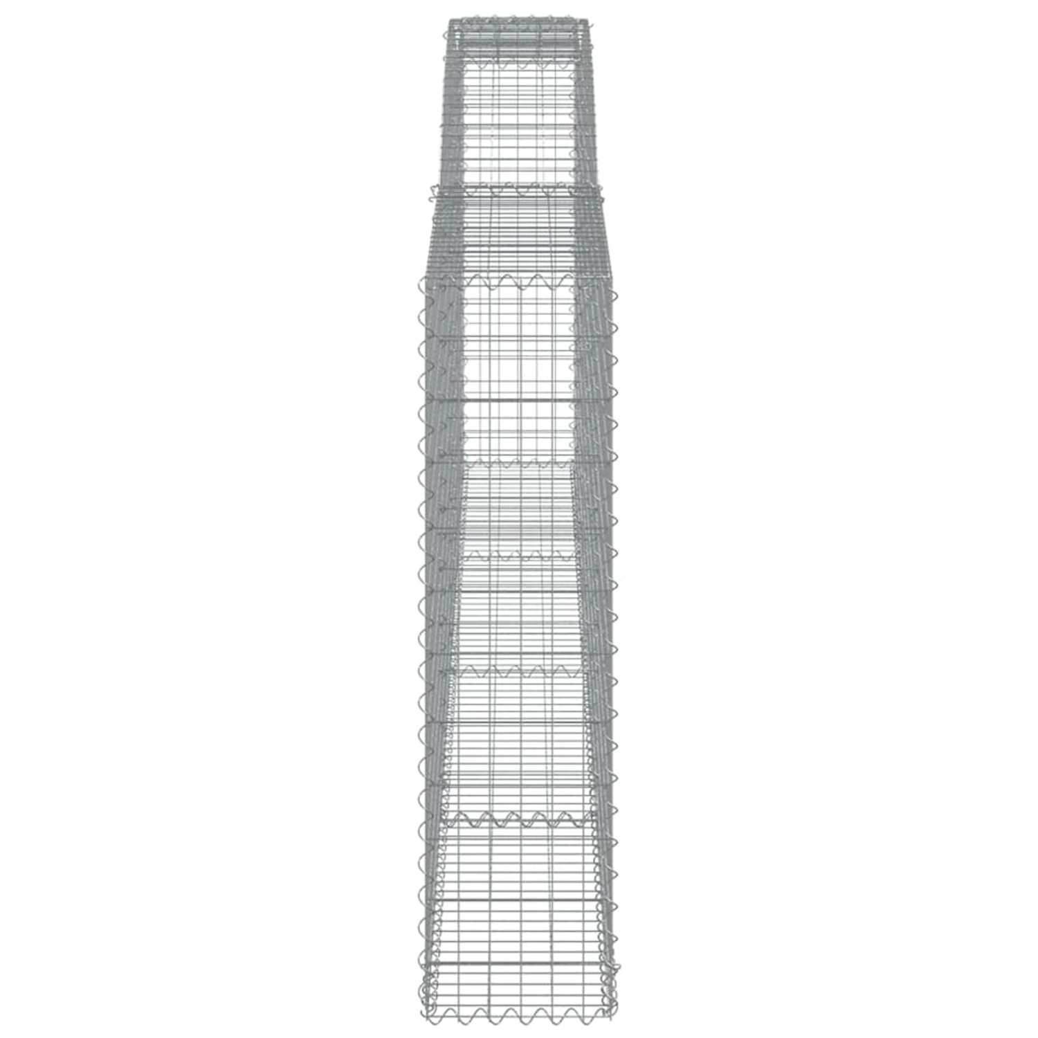 9er Set Gabionen mit Hochbogen, 400x30x120/140cm, aus verzinktem Eisen.