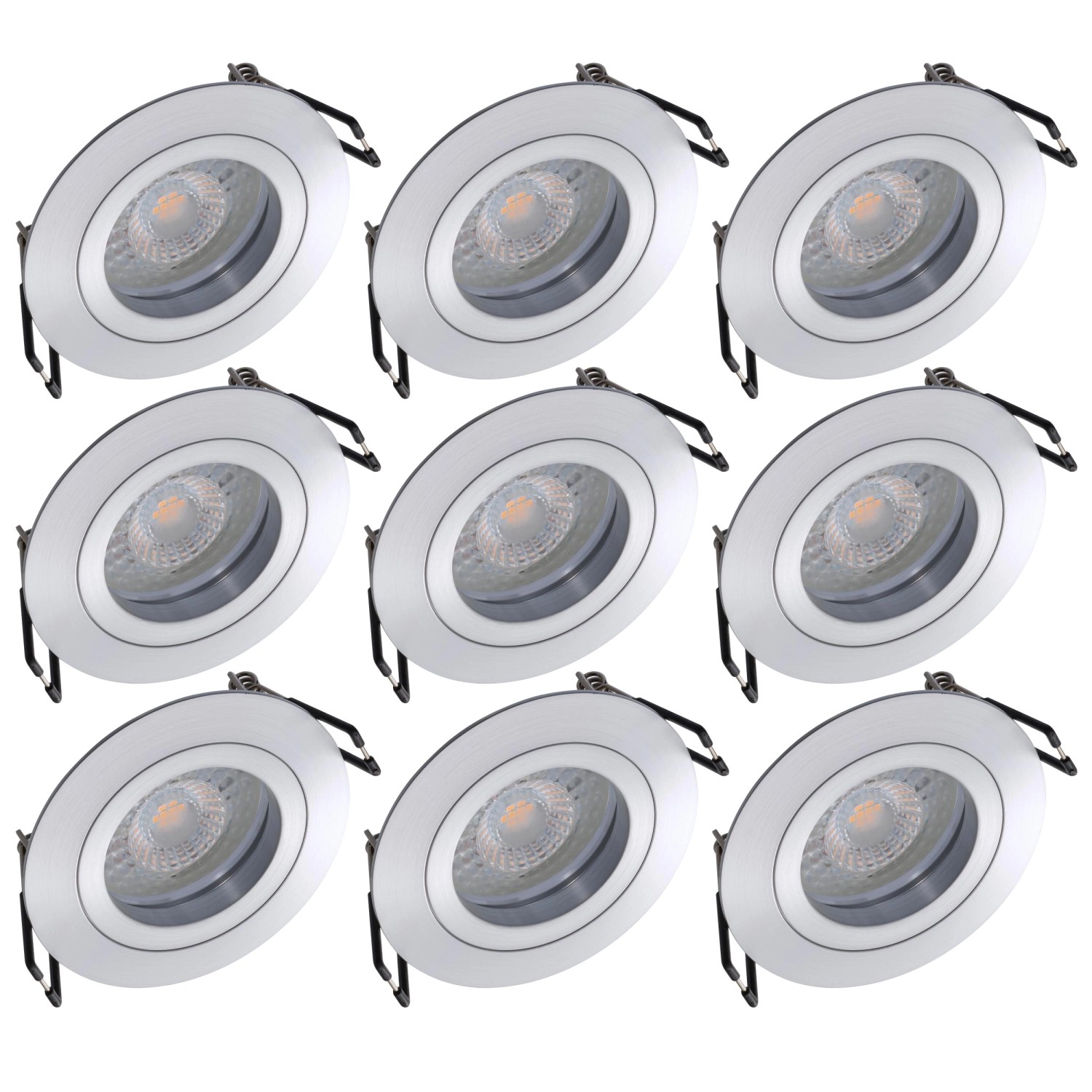 Oktaplex 9er Set Deckeneinbaustrahler Aluminium Lyon Flach Stufenlos Dimmba günstig online kaufen