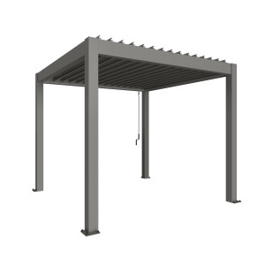 Biohort Pergola, Quarzgrau-Metallic, 255x312x312 cm, Terrassenüberdachung mit Lamellen.