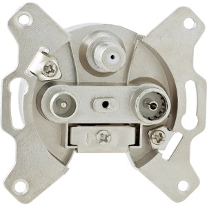 OBI SAT-Enddose Unterteil, silberne Antennendose mit drei Anschlüssen zur Unterputzmontage.