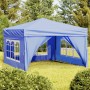 Blaues, faltbares Partyzelt 3x3 m mit Seitenwänden für Garten & Feiern.