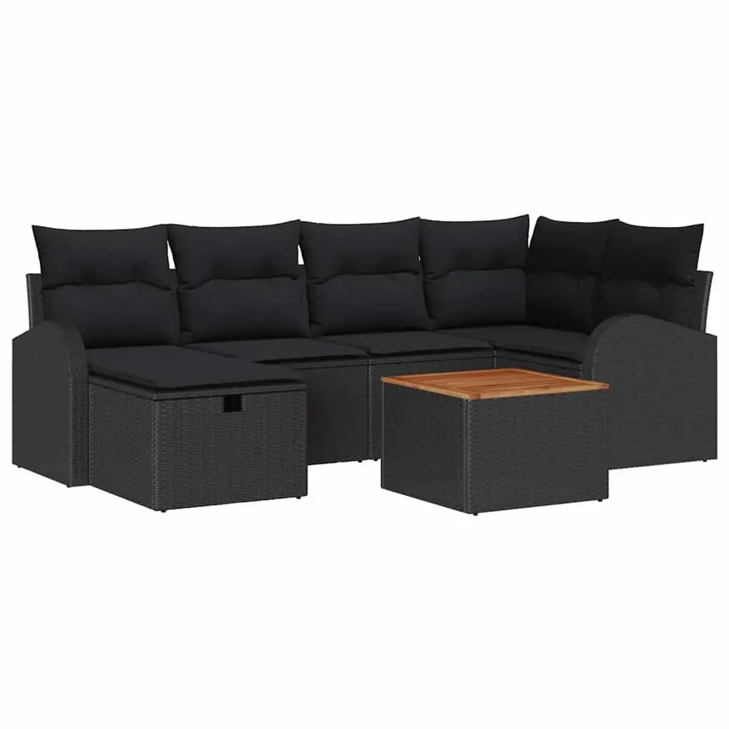 vidaXL Garten-Sofa-Set mit Kissen 7-Tlg Schwarz Poly Rattan 3360845 günstig online kaufen
