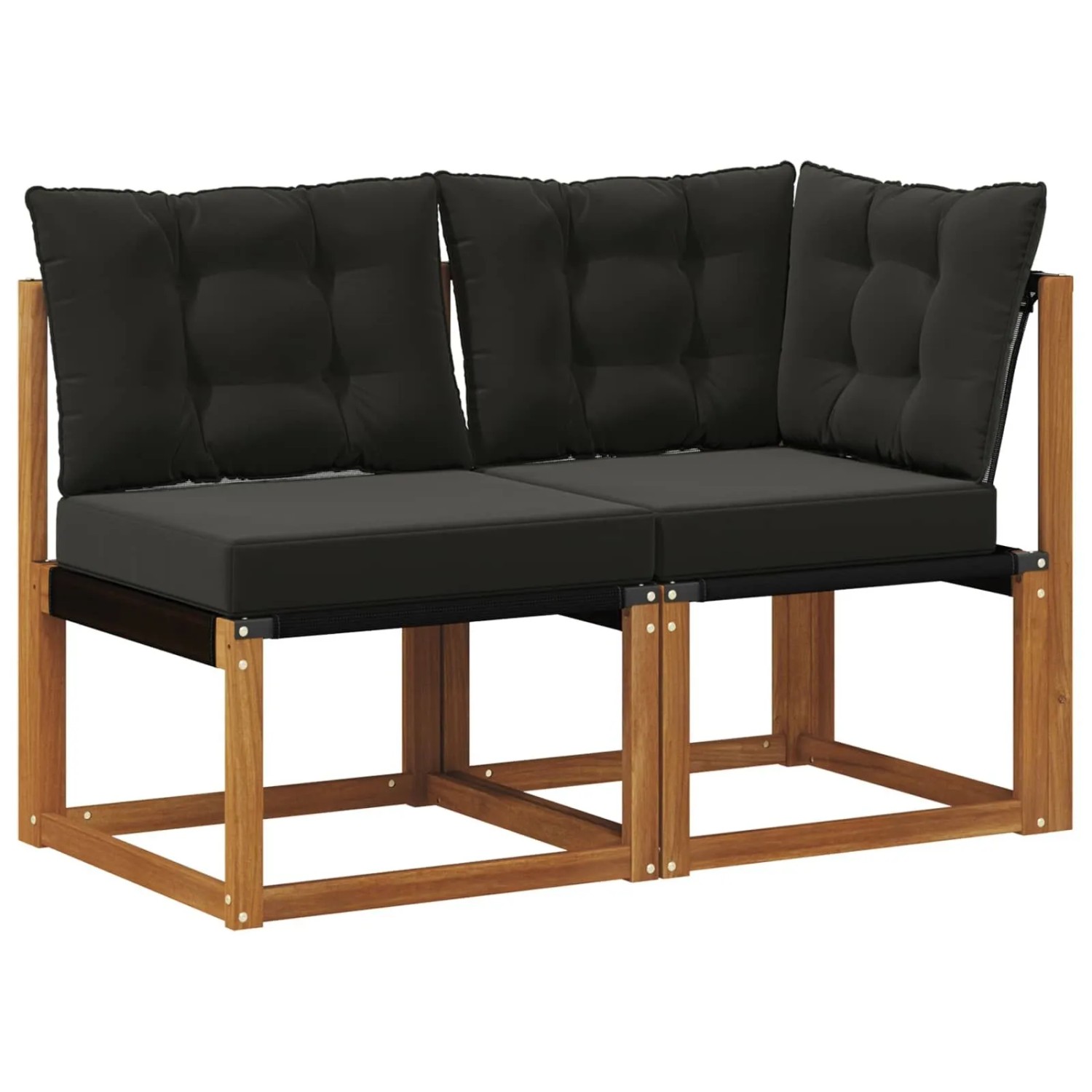 vidaXL Outdoor Mittel- und Ecksofa mit Kissen 2 Stück Natur 900615