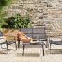 Schwarzes Beliani Lounge Set BARREA mit Sofa, Sesseln und Tisch für den Garten.