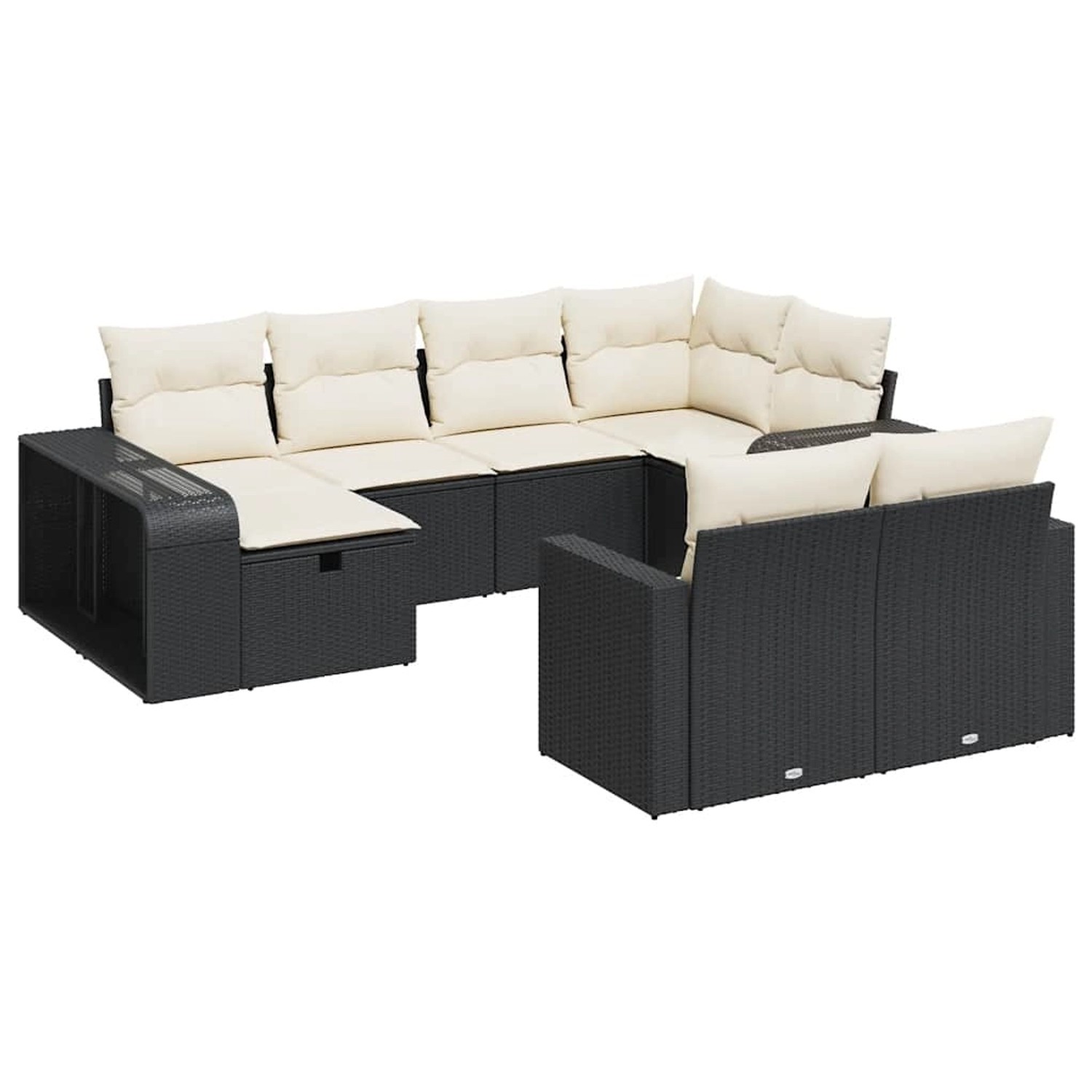 vidaXL 10-Tlg Garten-Sofagarnitur mit Kissen Schwarz Poly Rattan 3326060 günstig online kaufen