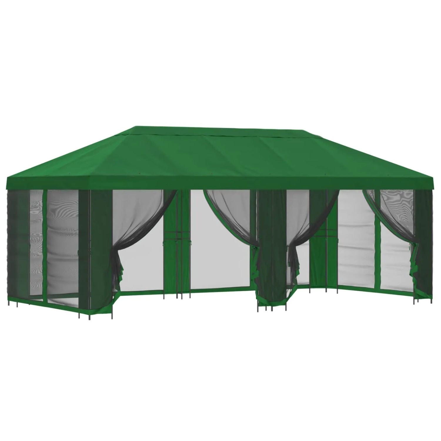 vidaXL Pavillon mit Seitenwänden 6 x 3 m Grün Polyester und Stahl 190 3376023
