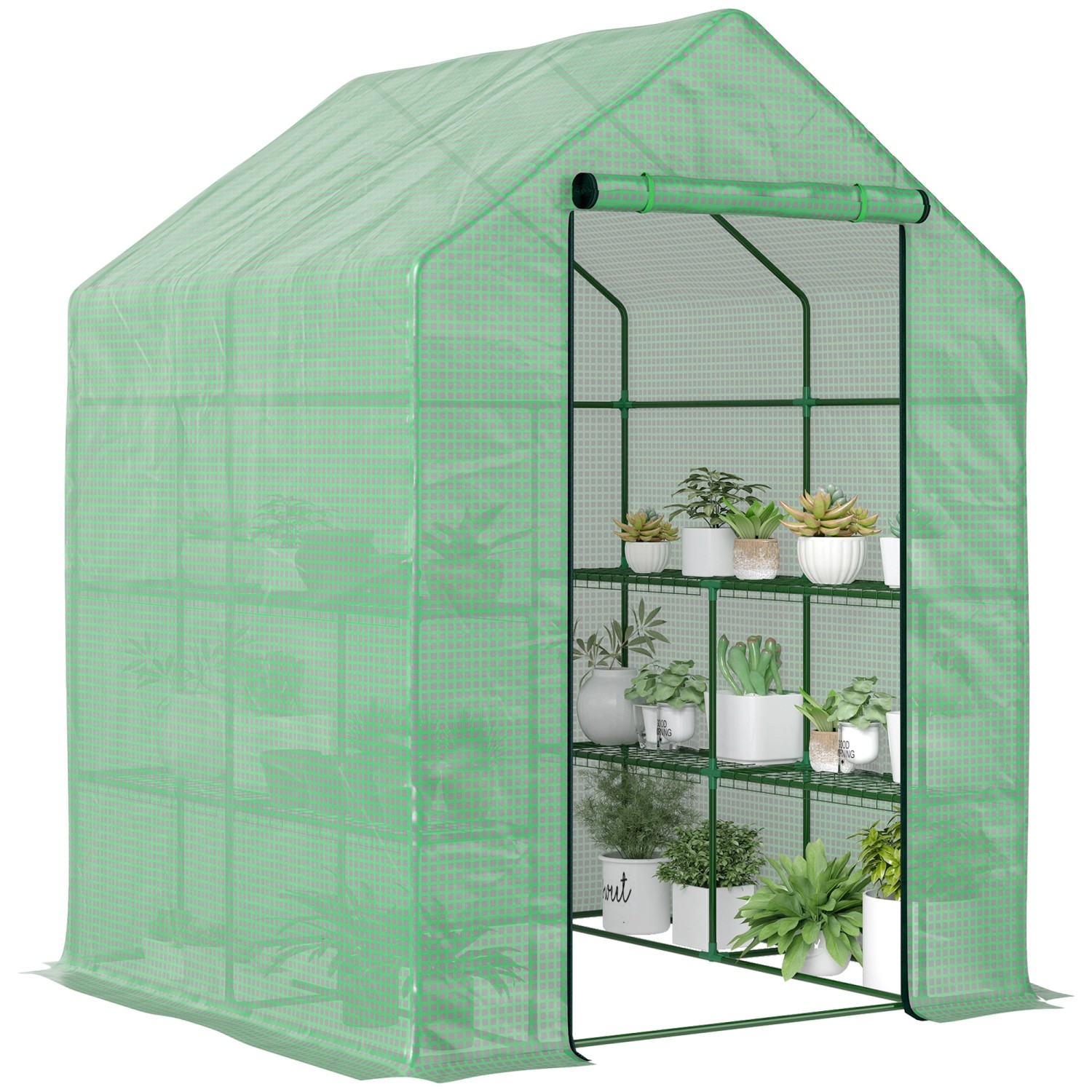 Outsunny Foliengewächshaus mit 8 Regalebenen 143 x 138 x 195 cm günstig online kaufen