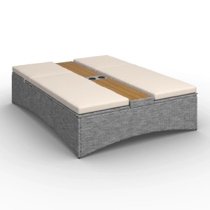 Bessagi Garden Gartenliege Monero Creme Holz/Metall/Kunststoff