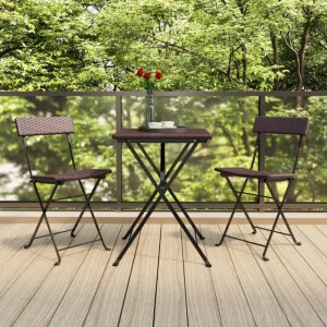 vidaXL Bistrostühle 2 Stk Klappbar Braun Poly Rattan und Stahl 319987