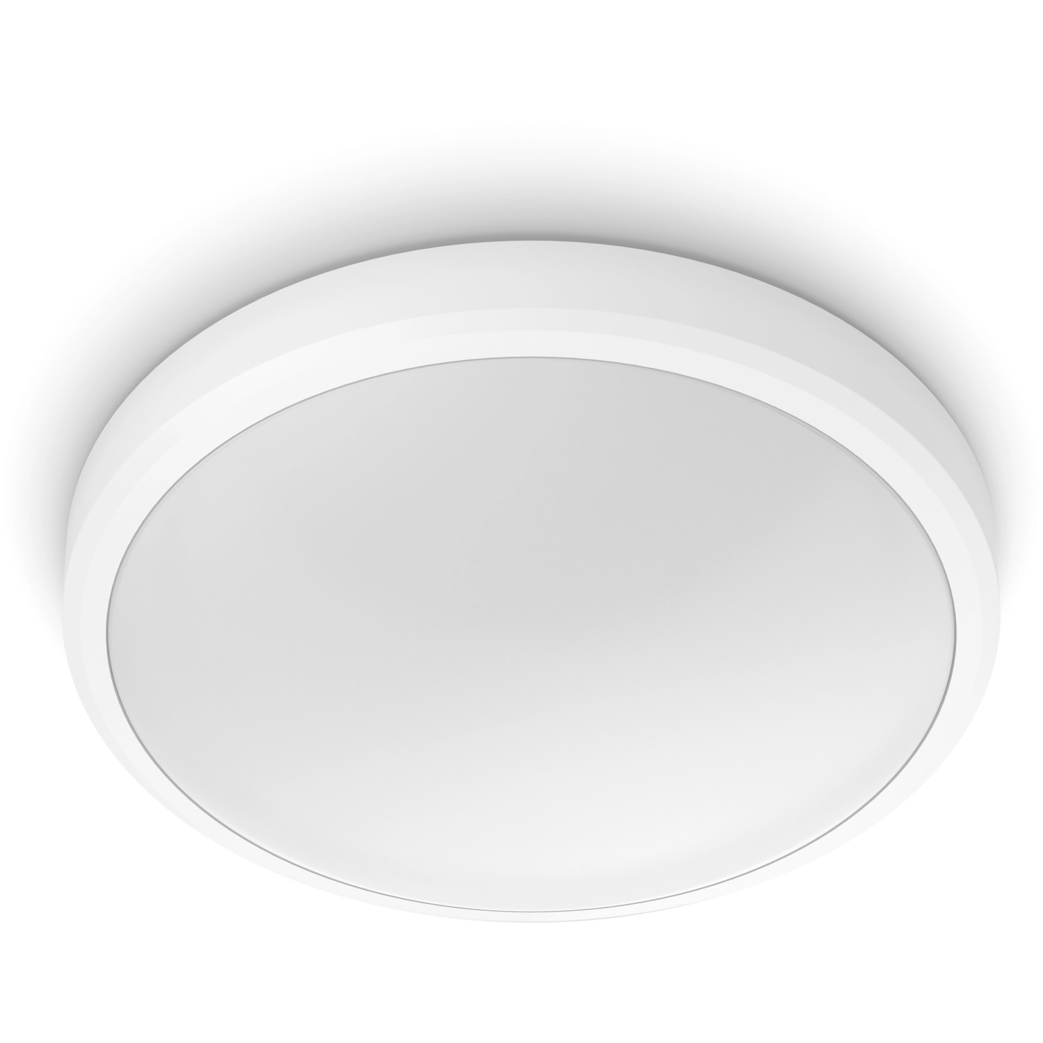 Weiße, runde Philips LED-Deckenleuchte Doris, 17W, 2700K, IP44. Ideal für Bad und Küche.
