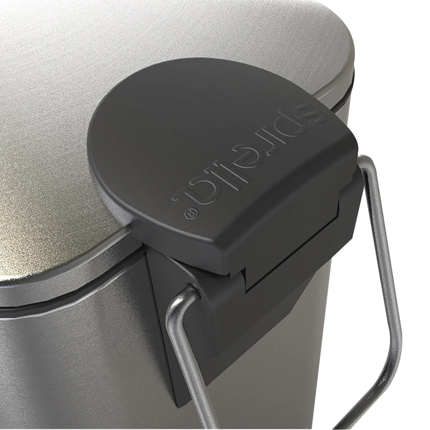Detailaufnahme: Spirella Kosmetikeimer Erik, 5 l, Chrom, mit Fußpedal und Slow-Close-Deckel.