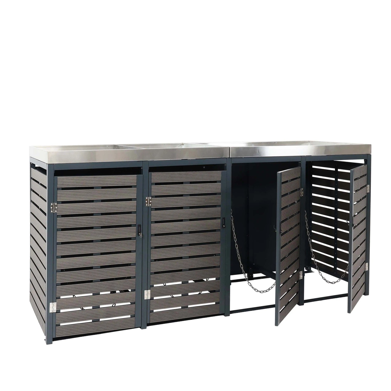 Proregal 4er Mülltonnenverkleidung Mit Pflanzkasten HxBxT 124x265x84 cm Ant günstig online kaufen