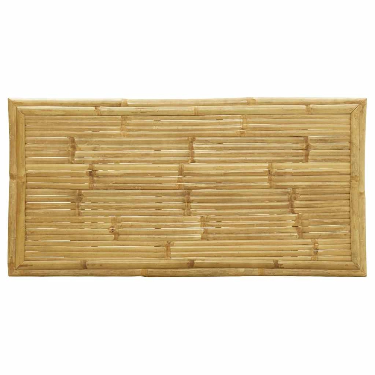 Detailansicht Tischplatte des vidaXL Bistro-Sets aus Bambus. Gartenmöbel mit natürlicher Optik.