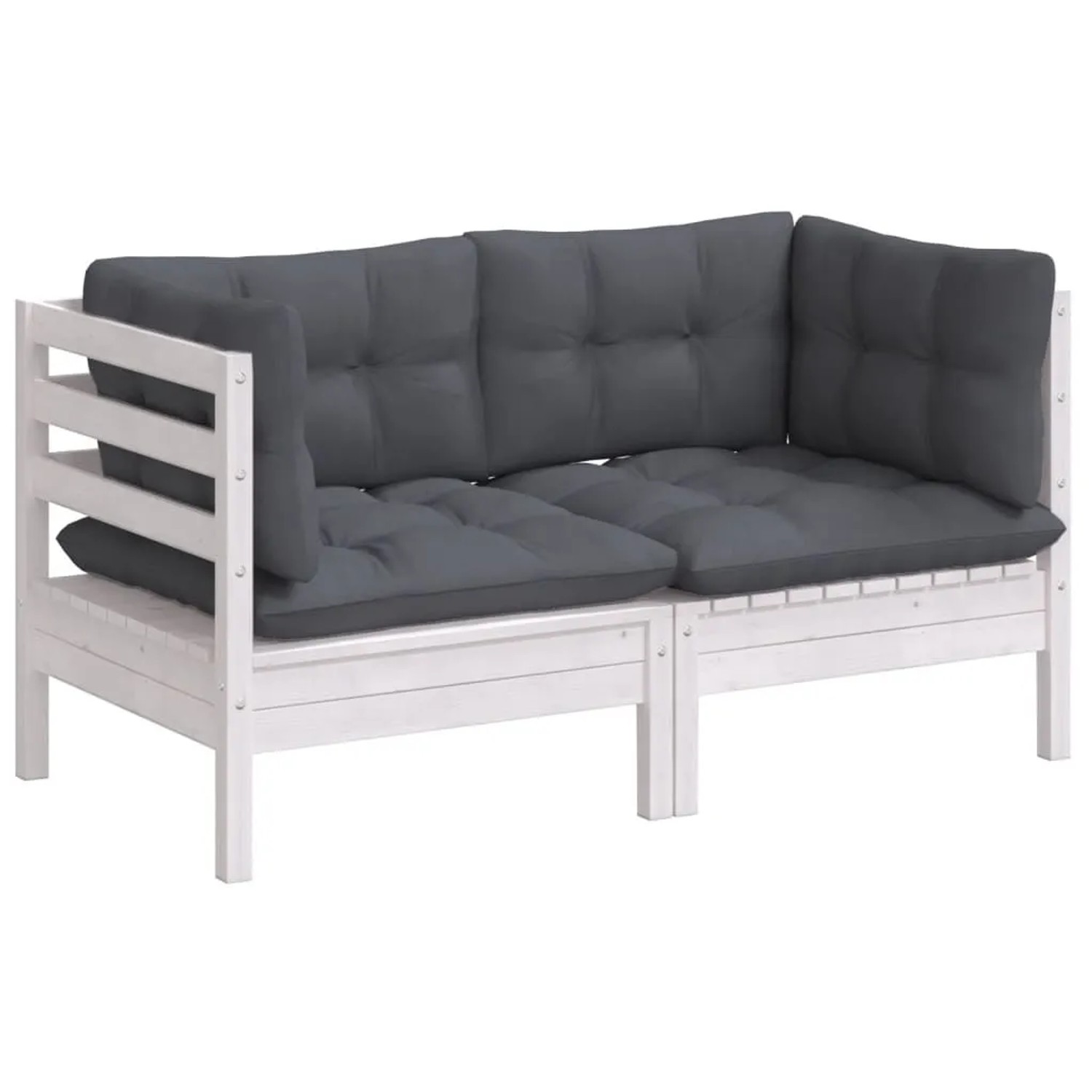 vidaXL 2-Sitzer-Gartensofa mit Anthrazit Kissen Massivholz Kiefer 3096011