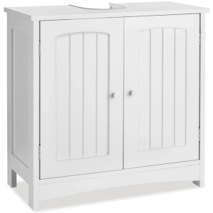 Tectake Waschbeckenunterschrank Jasper 2 Geräumige Fächer Spanplatte und Mdf Platte 30 x 62 x 60 cm Weiß