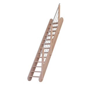 StarWood Treppe Samos Buche mit Edelstahlgeländer, gerade Holztreppe für den Innenbereich.