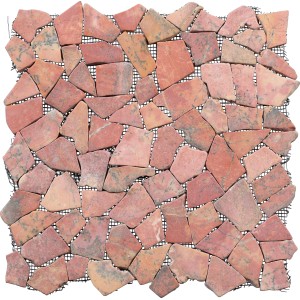 Bruchmosaikmatte in Rot, 30,5x30,5 cm, Naturstein-Mosaik für den Innenbereich.