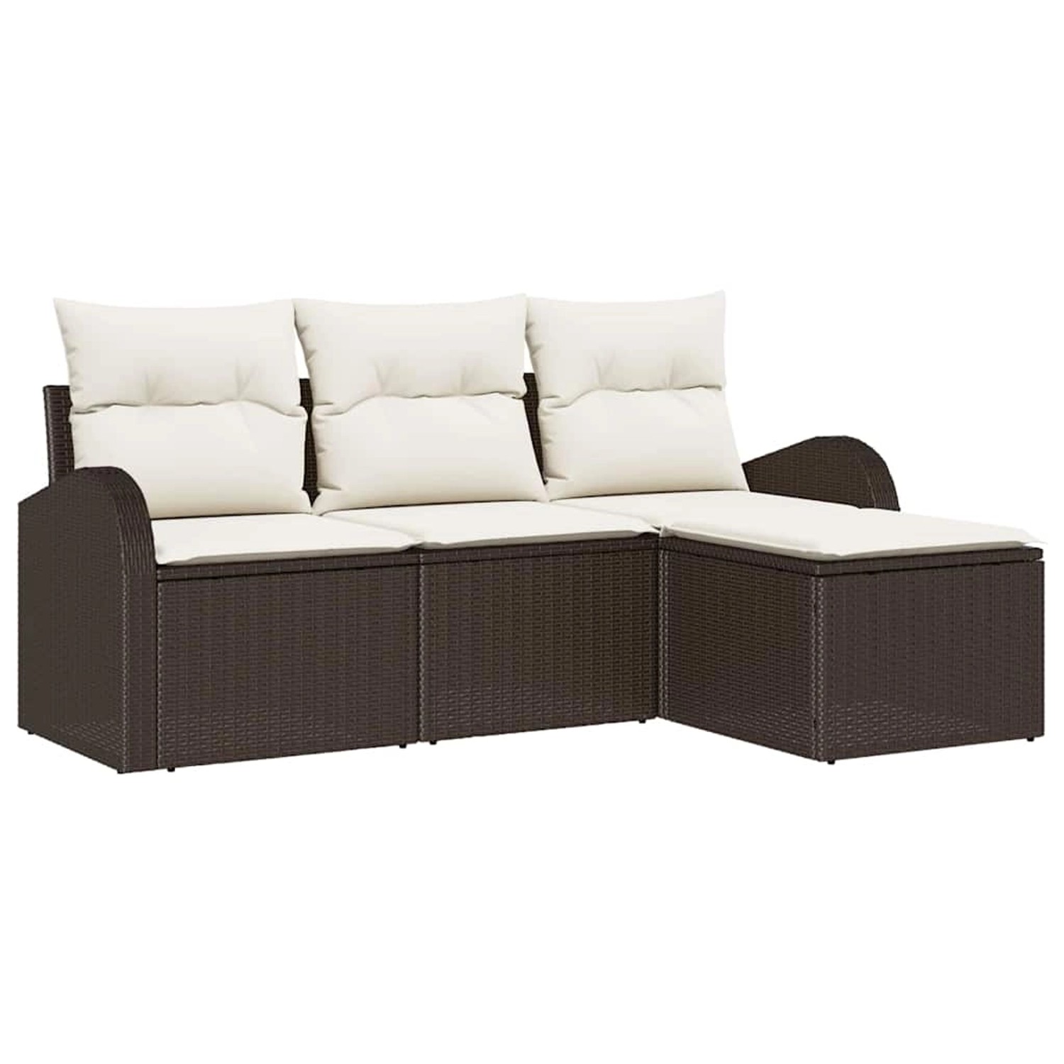vidaXL Garten-Sofa-Set mit Kissen 4-Tlg Braun und Weiß Poly Rattan 3354657 günstig online kaufen