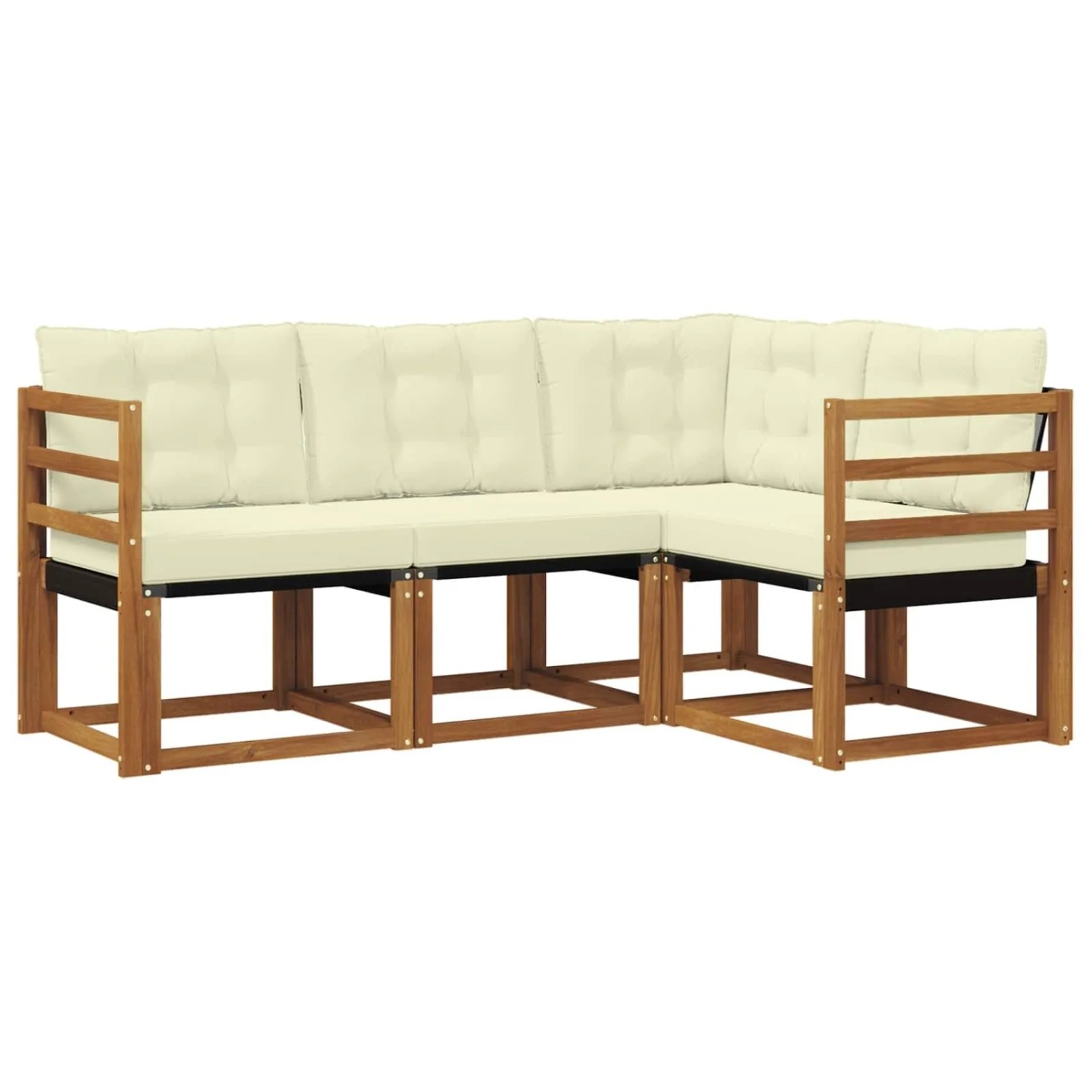vidaXL Outdoor-Sofagarnitur mit Kissen 4-Tlg Natur und Creme 3368605