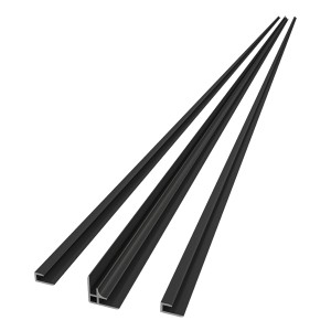 AICA Eckprofil-Set, 210cm, matt schwarz, für 3mm Aluverbundplatten als Duschrückwand.