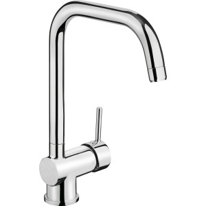 Chromfarbene baliv Niederdruck Küchenarmatur KI-1060 N mit hohem, gebogenem Auslauf.