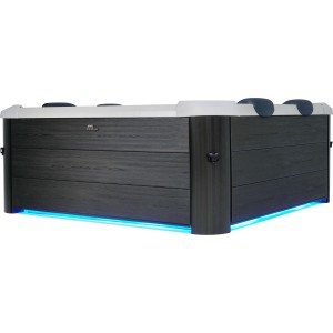 MSpa Frame Whirlpool Oslo mit Hydromassage und LED-Beleuchtung. Aufblasbarer Pool mit grauem Holzdekor.