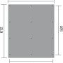 Skizze des Weka Flachdach-Doppelcarports 618 Gr. 2 mit Maßen.