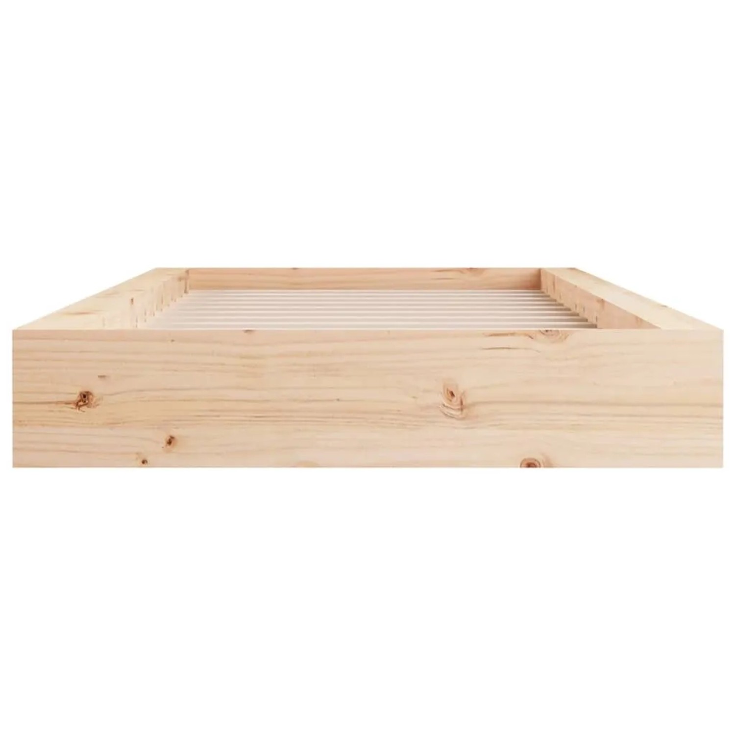 vidaXL Holzbett 90x200 cm: Bettrahmen aus Kiefernholz mit Lattenrost, unbehandelt.