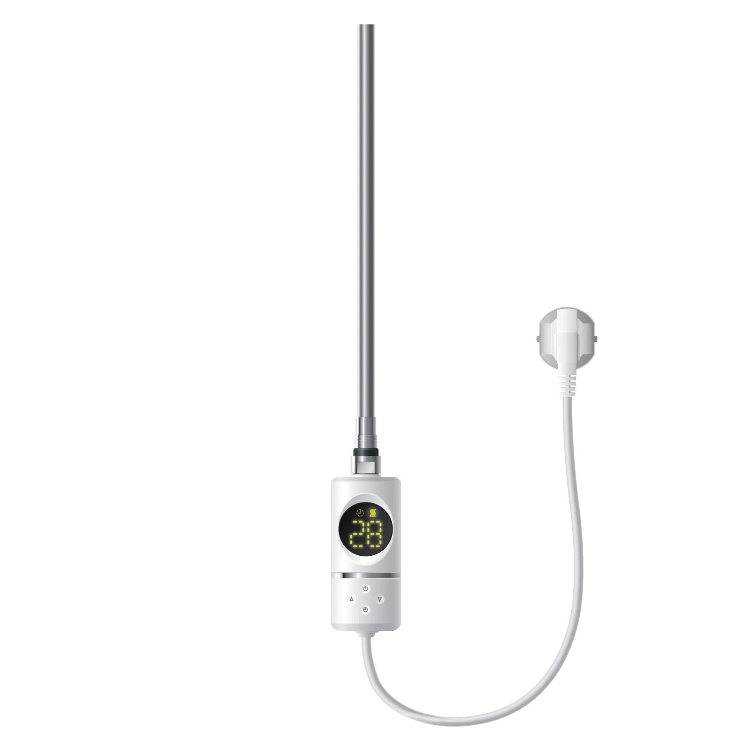 ML-Design Heizstab 300W, weiß, mit Thermostat und LCD-Display zur Temperaturregelung.