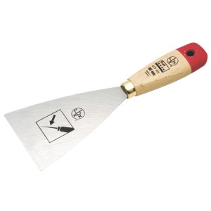 LUX Malerspachtel Steif, 80 mm breit, mit Holzgriff und Stahlblatt zum Ablösen von Tapeten.