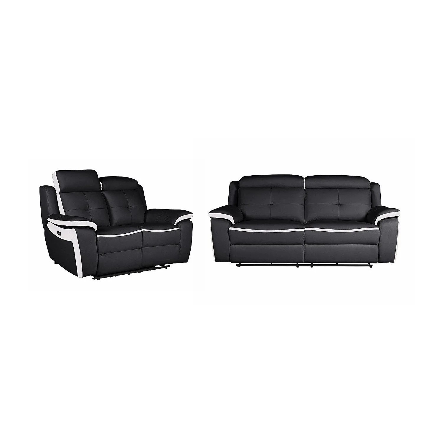 Vente-unique Couchgarnitur Angelique Schwarz  Weiß 158 cm  207 cm