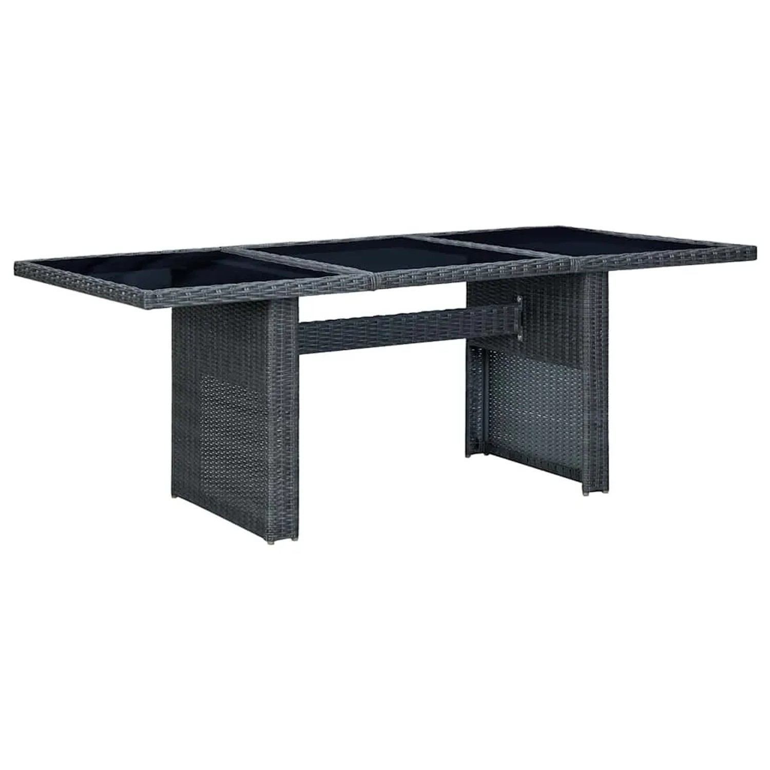 Furnicato Gartentisch Dunkelgrau Poly Rattan Und Hartglas
