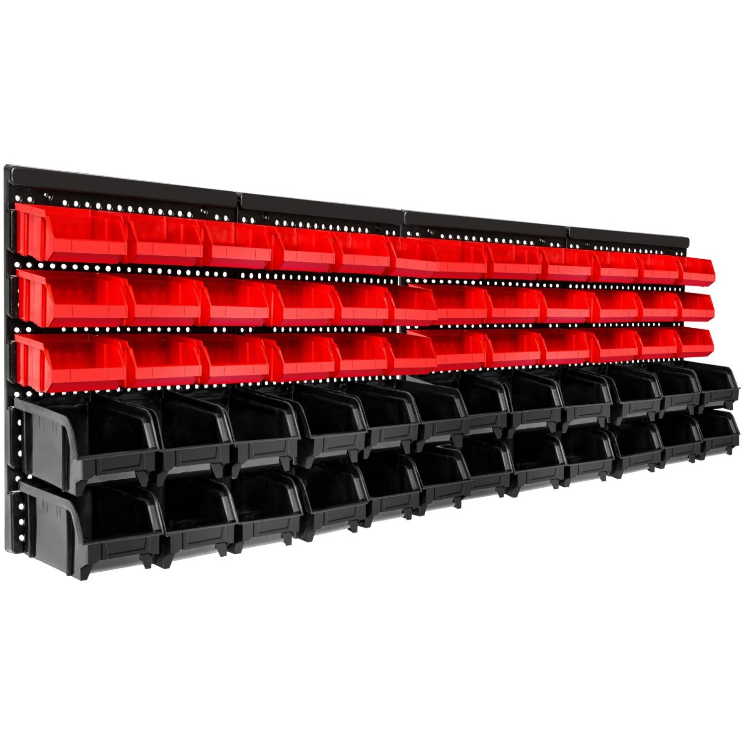 Tectake 2Er Set Wandregal Stapelboxen  62 Teilig 24 Große und 36 Mittlere  Stapelbare Boxen 2Er Set 64 x 17 50 x 38 cm Schwarz