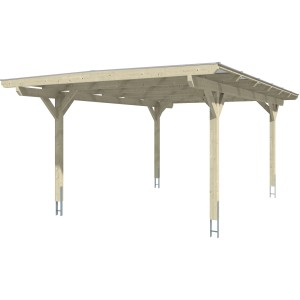 Skan Holz Carport Odenwald Nussbaum, Einzelcarport aus Holz mit Doppelstegplatten.